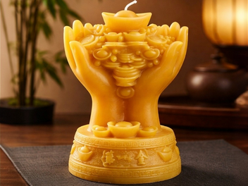 Golden Hands of Prosperity Candle